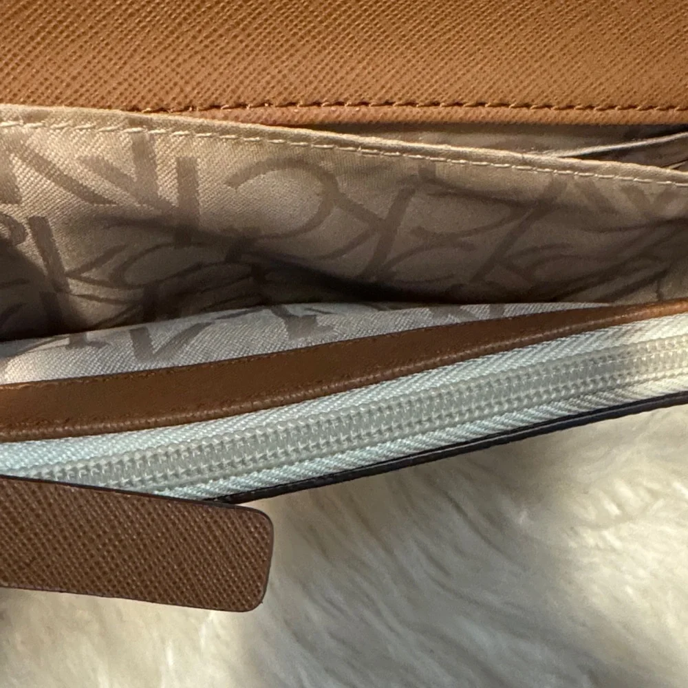 Calvin Klein Beige Monogram Clutch